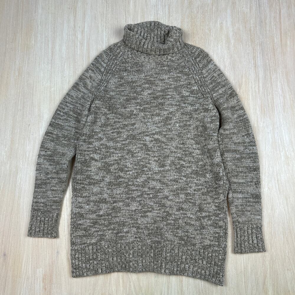 Zara Knit Tunic Chunky Turtleneck Gray Casual Slit Waist Long Sleeve Sweater S
